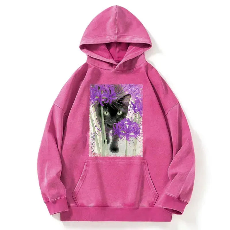 Japanese Cat Hoodie for Streetwear