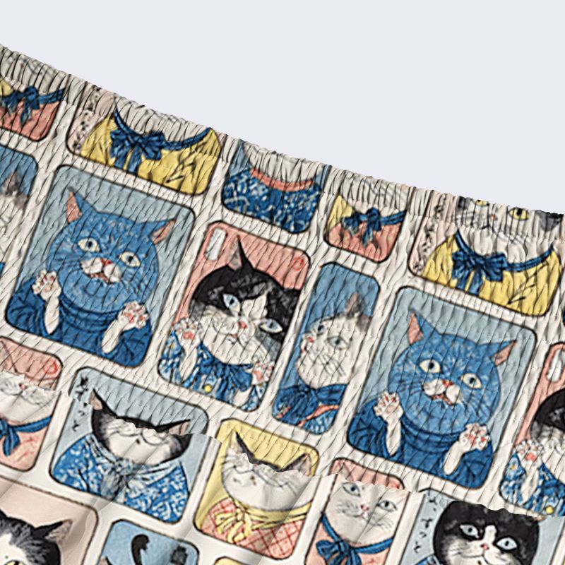 Japanese Cat Print Skirt for Women