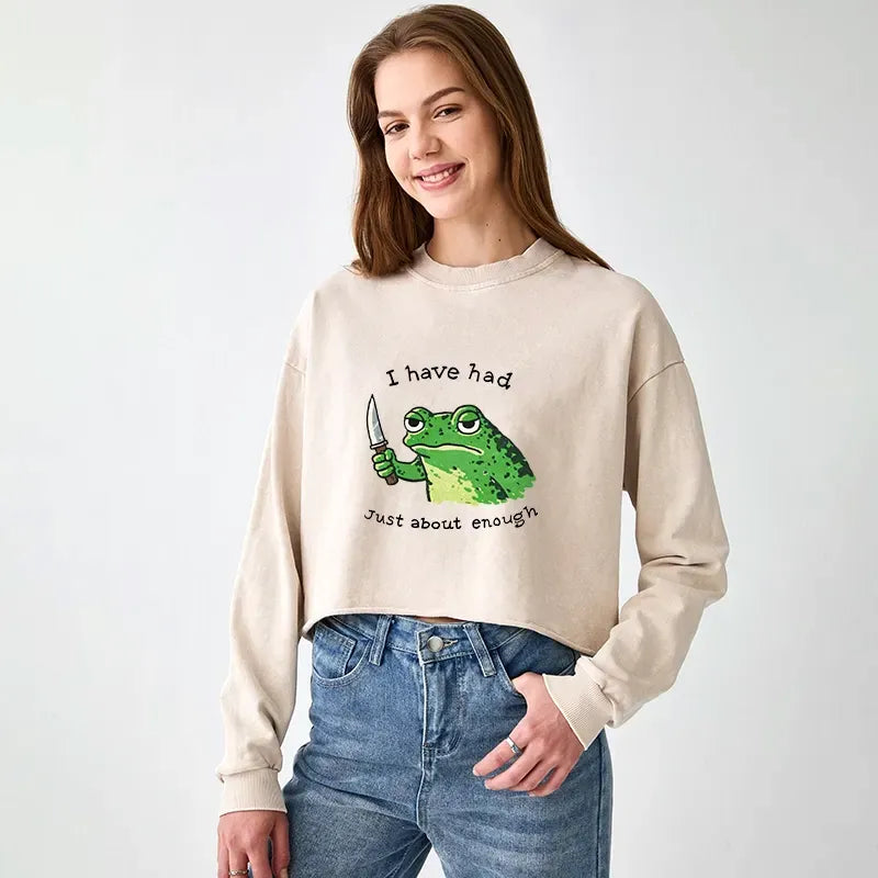 Japanese Washed Crop Sweatshirt for Women