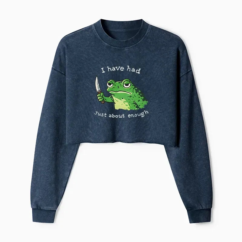 Japanese Washed Crop Sweatshirt for Women
