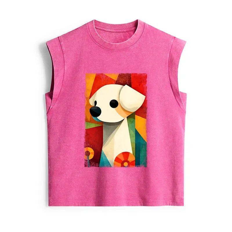 Kyoto Lion Art Cotton Tank Top for Summer
