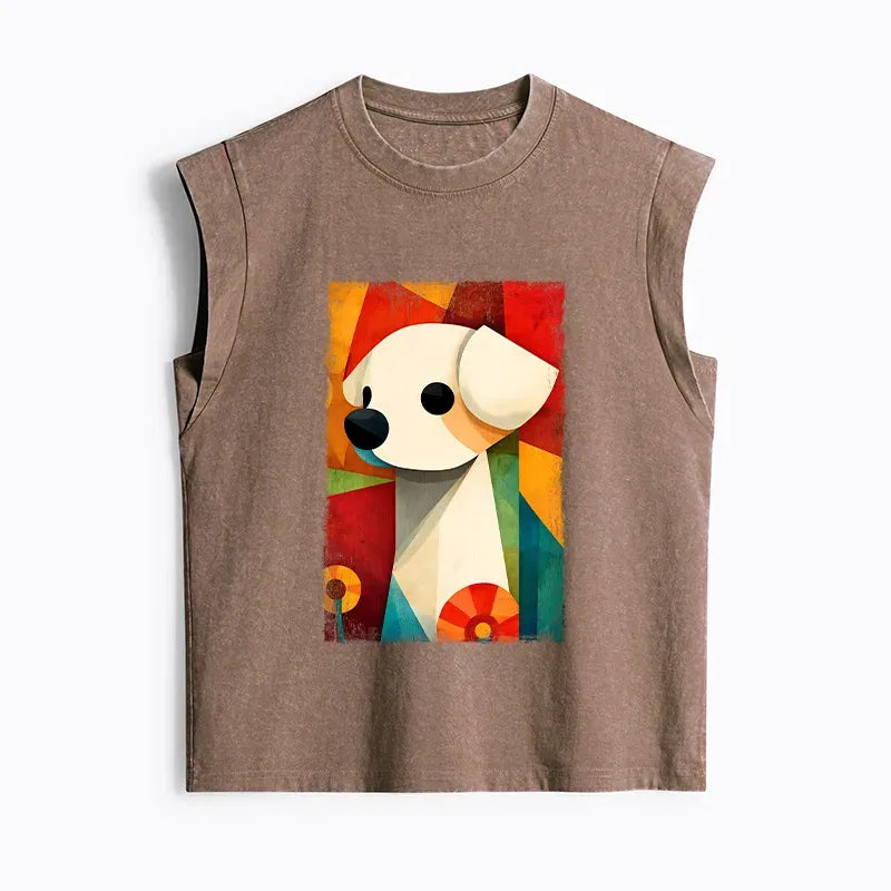 Kyoto Lion Art Cotton Tank Top for Summer
