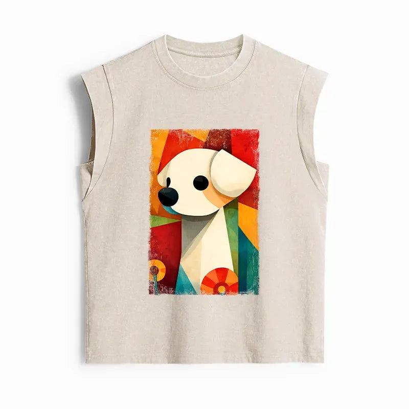 Kyoto Lion Art Cotton Tank Top for Summer