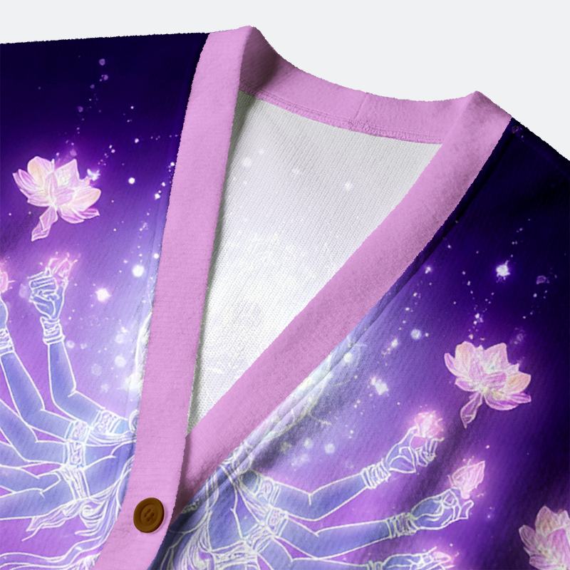Kyoto-Lion Thousand-Hand Lotus Bodhisattva Ugly Cardigan Sweater