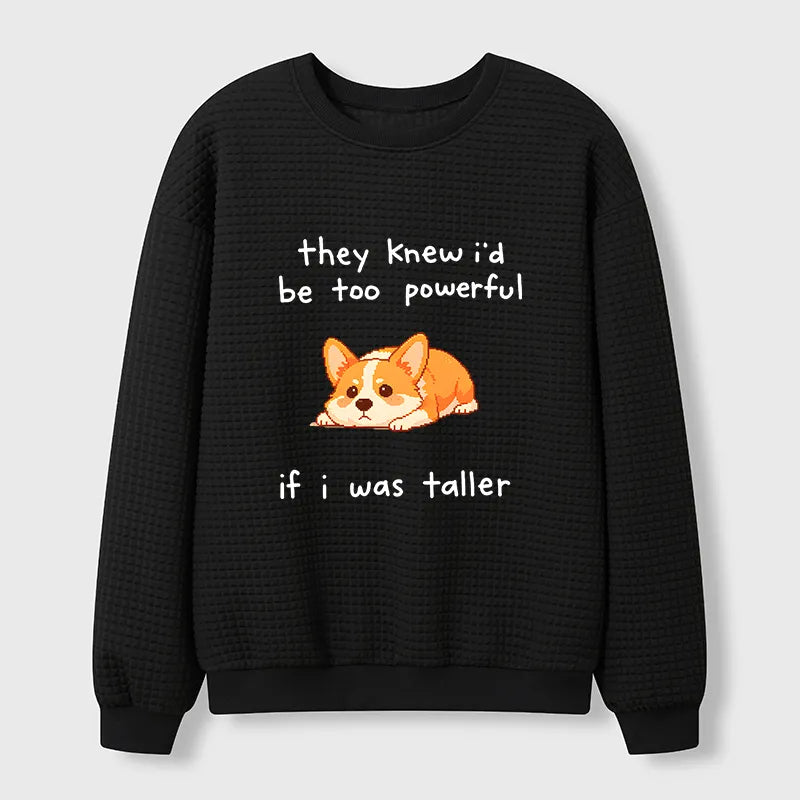 Kyoto-Lion Funny Short Dog Joke Waffle Sweatshirt