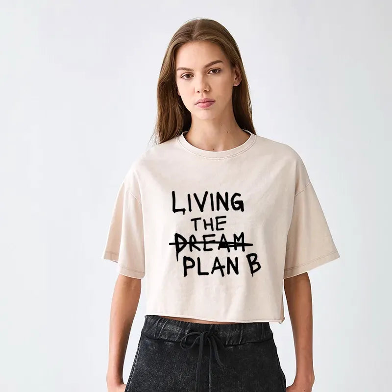 Kyoto-Lion Implement Plan B Women's Washed Crop T-Shirt