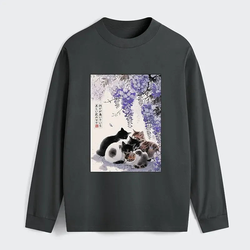 Vintage wisteria cat shirt
