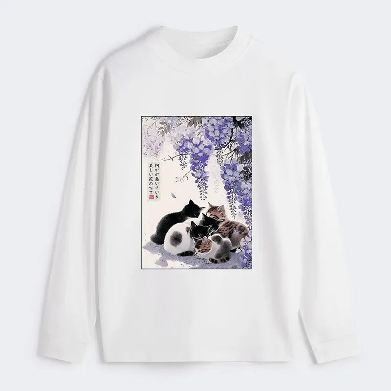 Vintage wisteria cat shirt