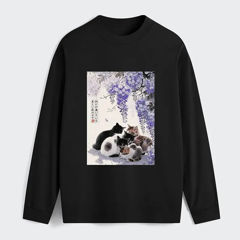 Vintage wisteria cat shirt