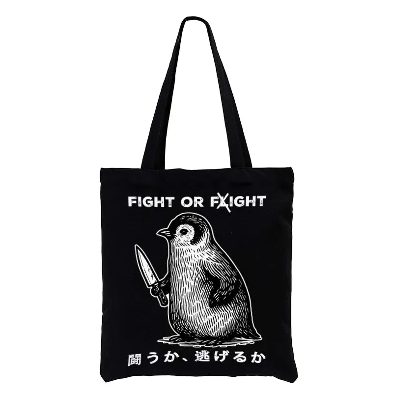 Funny fight or flight tote bag gift idea