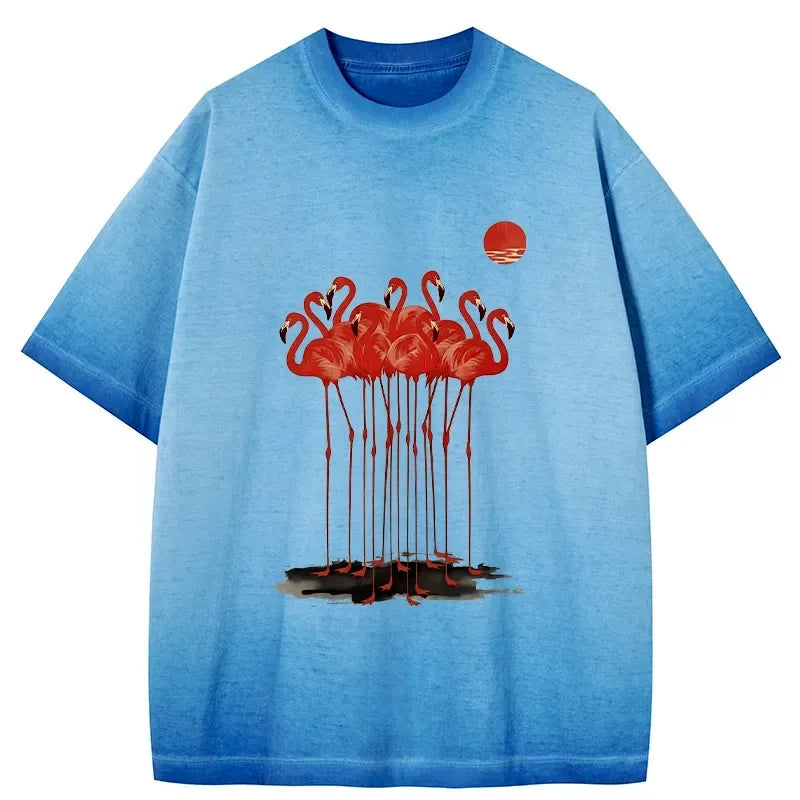 japanese gradient washed flamingo t-shirt