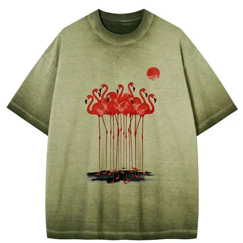 japanese gradient washed flamingo t-shirt