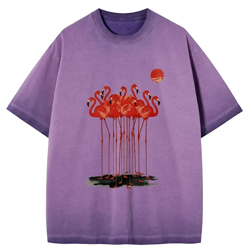 japanese gradient washed flamingo t-shirt