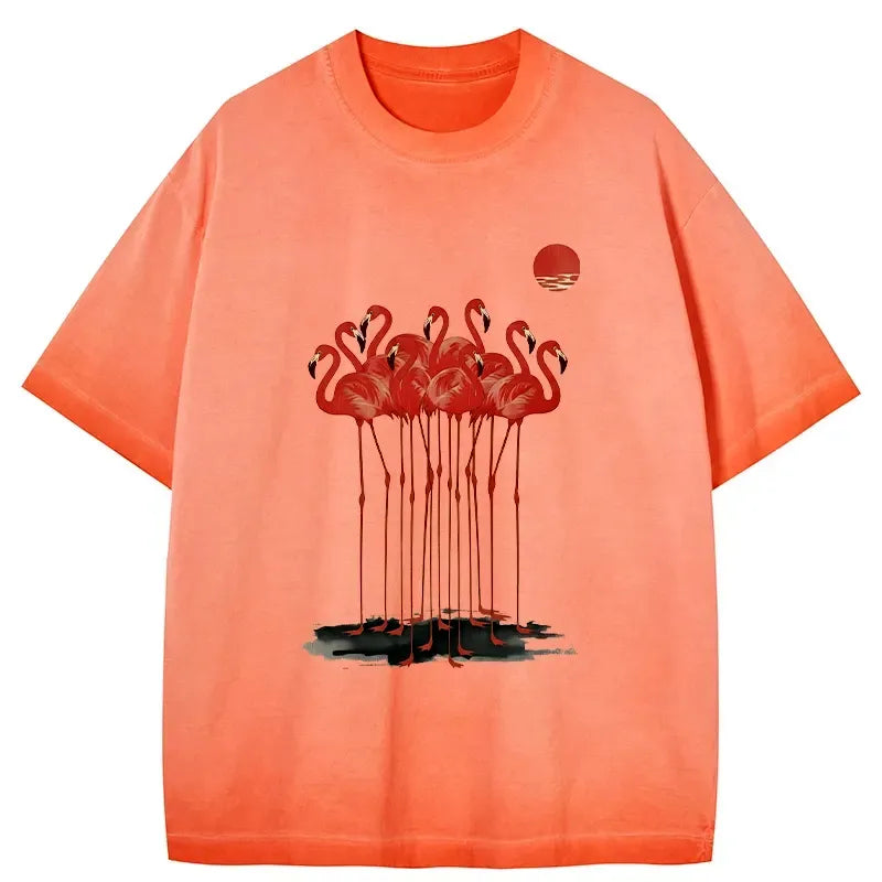 japanese gradient washed flamingo t-shirt