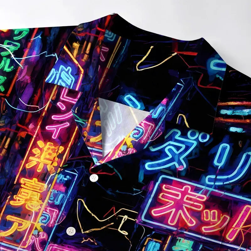 Kyoto-Lion Tokyo Street Scene Aloha Hawaiian Shirt