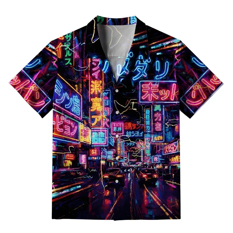 Vintage Tokyo street scene aloha shirt