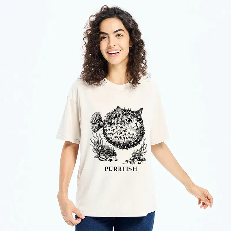 Japanese Cat Puffer T-Shirt for Summer