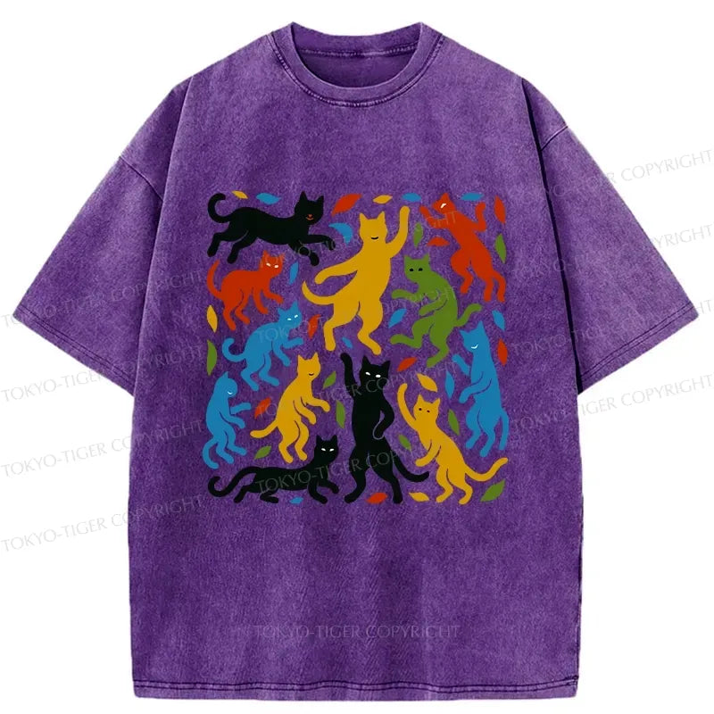 funny dancing cat japanese t-shirt