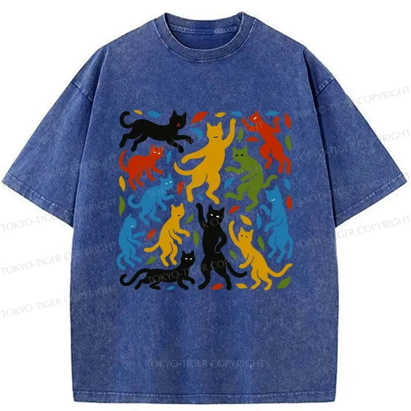 funny dancing cat japanese t-shirt