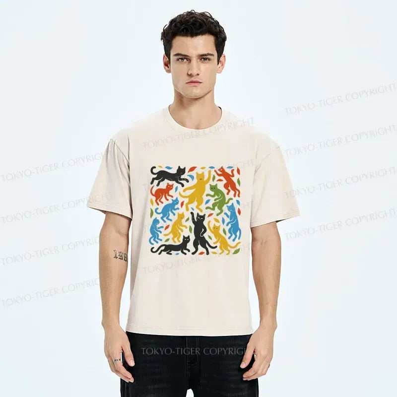 funny dancing cat japanese t-shirt