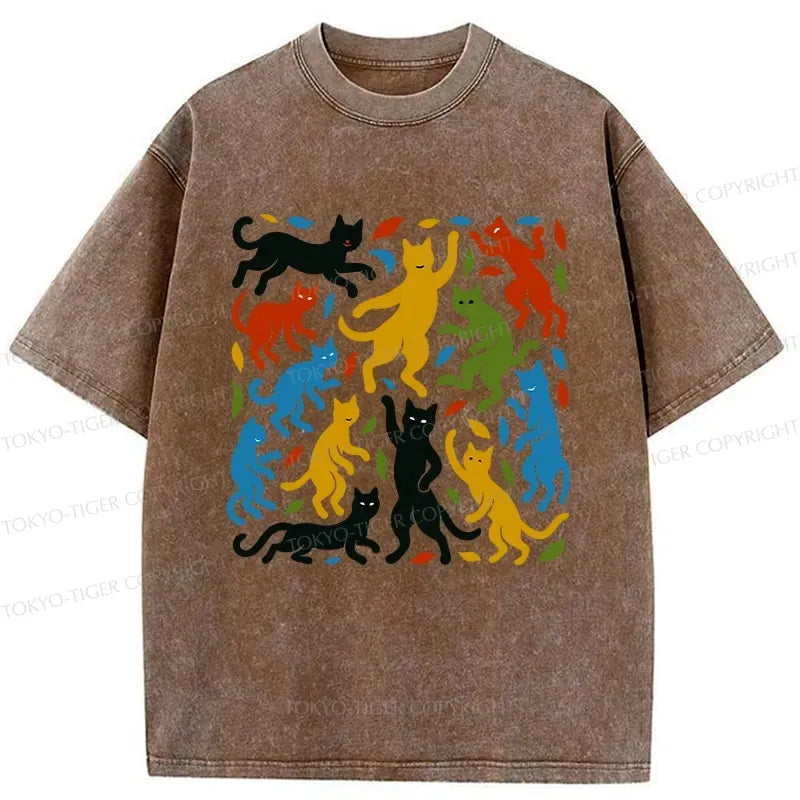 funny dancing cat japanese t-shirt