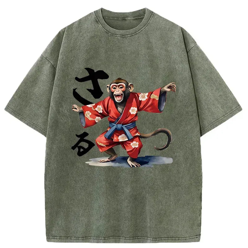 Kyoto-Lion Dancing Monkey Washed T-Shirt