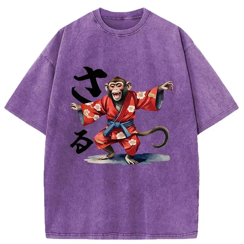 Kyoto-Lion Dancing Monkey Washed T-Shirt