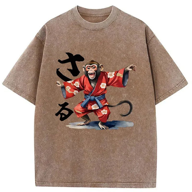 Kyoto-Lion Dancing Monkey Washed T-Shirt
