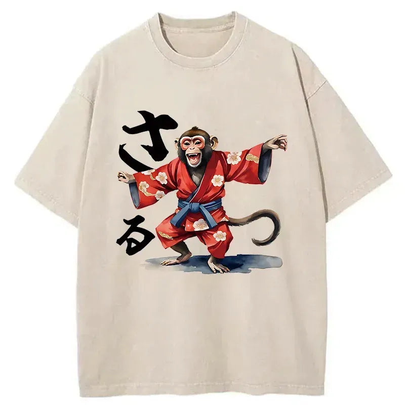 Kyoto-Lion Dancing Monkey Washed T-Shirt