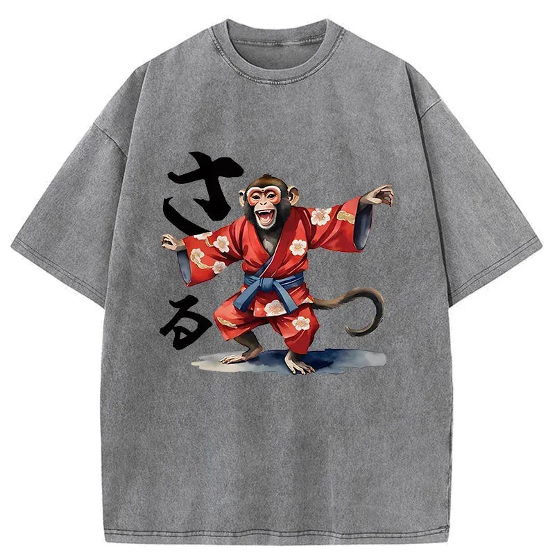 Kyoto-Lion Dancing Monkey Washed T-Shirt