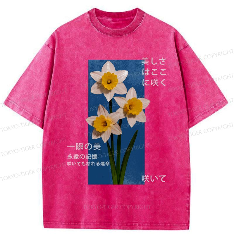 Japanese flowers poster t-shirt for daily wear