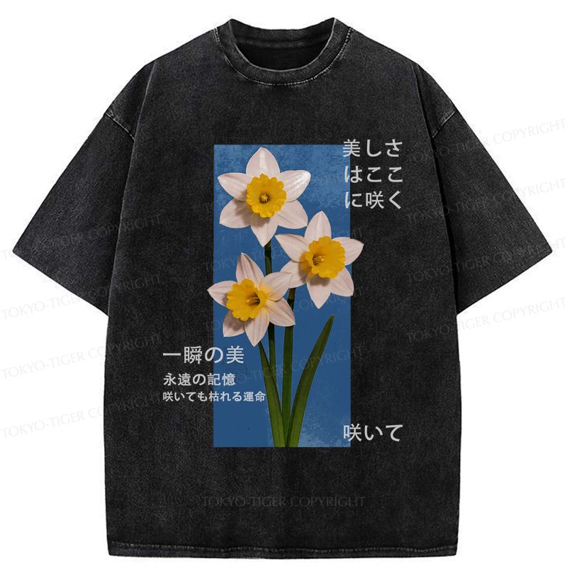 Vintage ukiyo-e floral t-shirt streetwear style