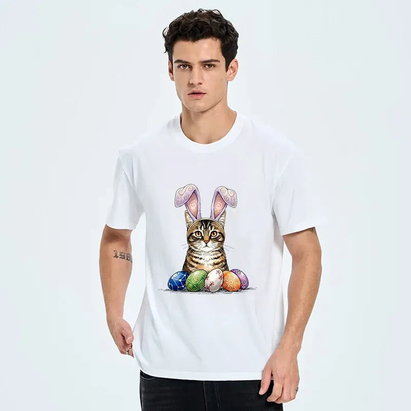 Kyoto-Lion Easter Cat T-Shirt for Daily Wear