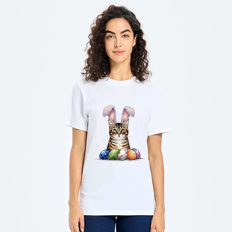 Kyoto-Lion Easter Cat T-Shirt for Daily Wear