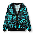 Kyoto-Lion Dark Occult Witchy Rabbit Skull Mushroom Ugly Cardigan Sweater