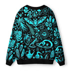 Kyoto-Lion Dark Occult Witchy Rabbit Skull Mushroom Ugly Cardigan Sweater