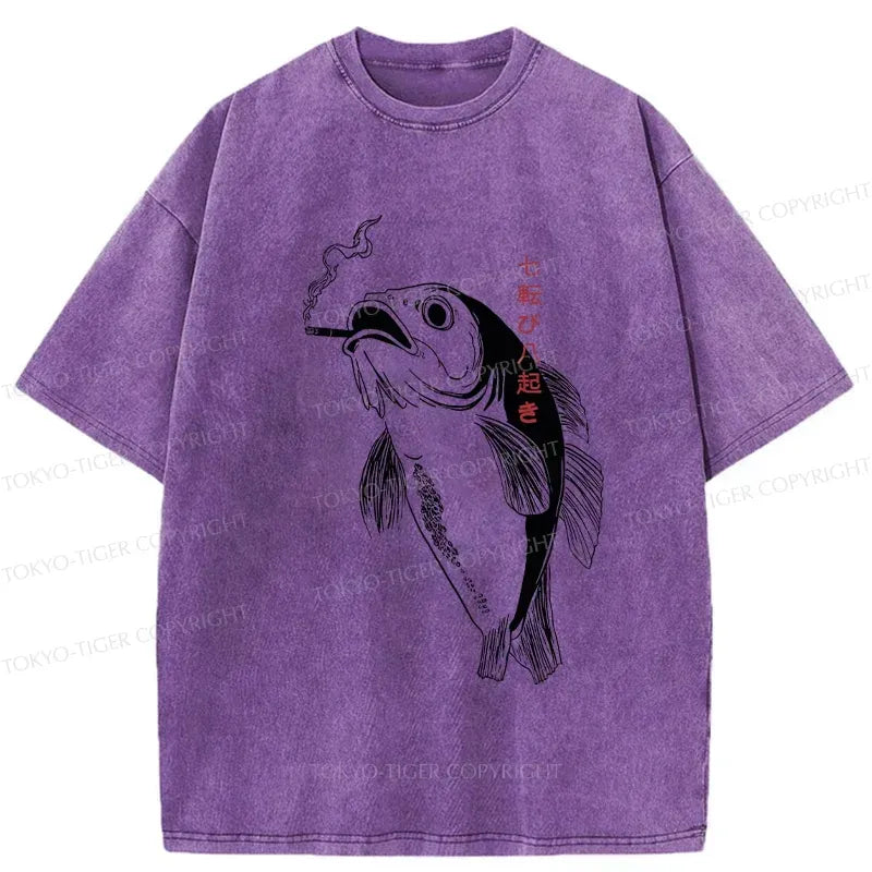 Japanese retro washed t-shirt on sale