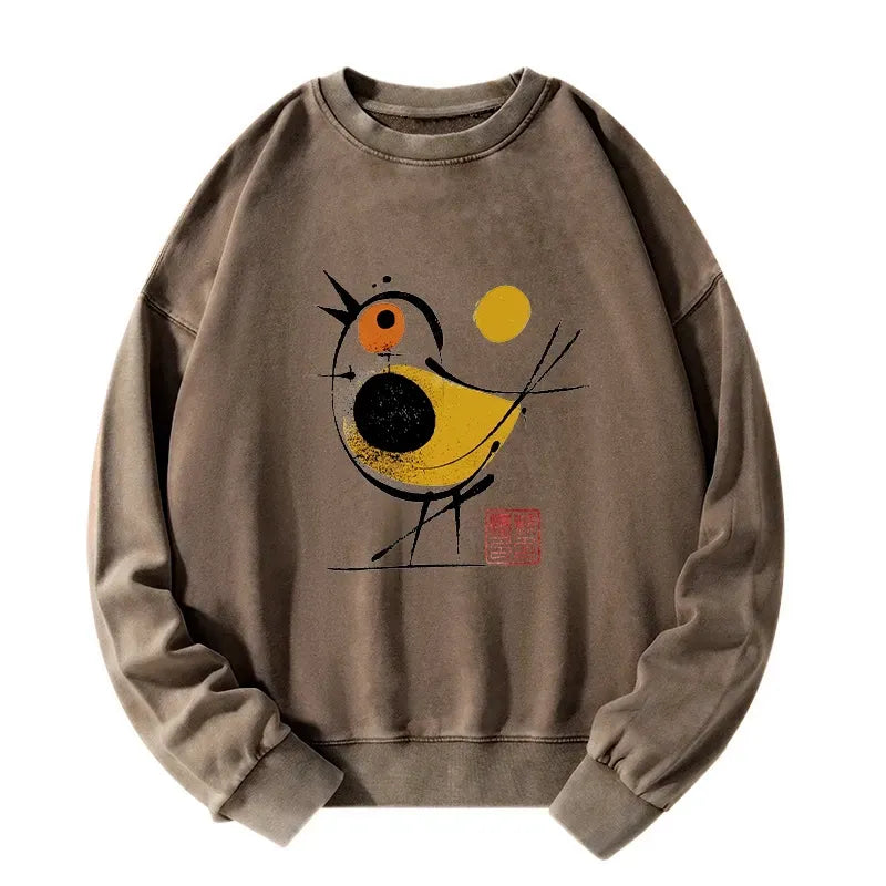 Japanese Vintage Washed Sweatshirt for Daily Wear