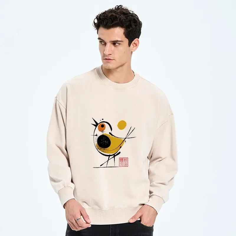 Japanese Vintage Washed Sweatshirt for Daily Wear