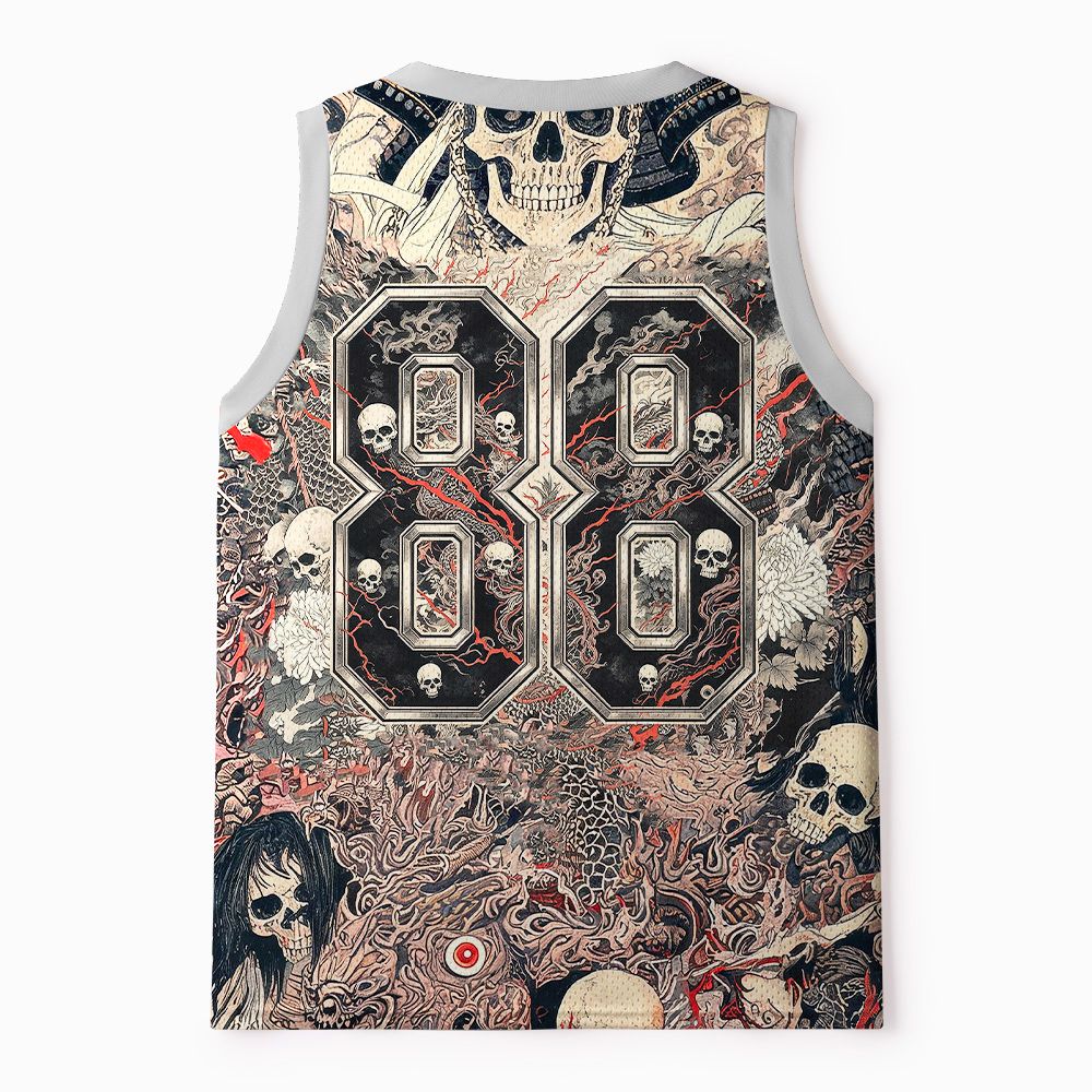 Ukiyo-e Oni Skeleton Tank Top for Casual