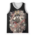Ukiyo-e Oni Skeleton Tank Top for Casual