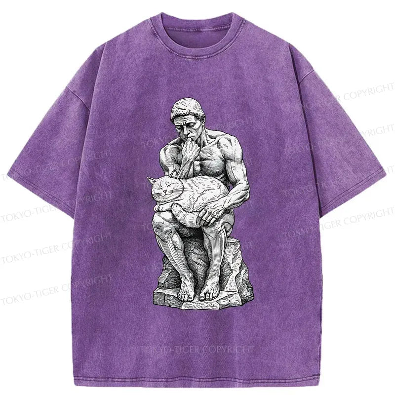 Washed Cat Tee with Free Shipping