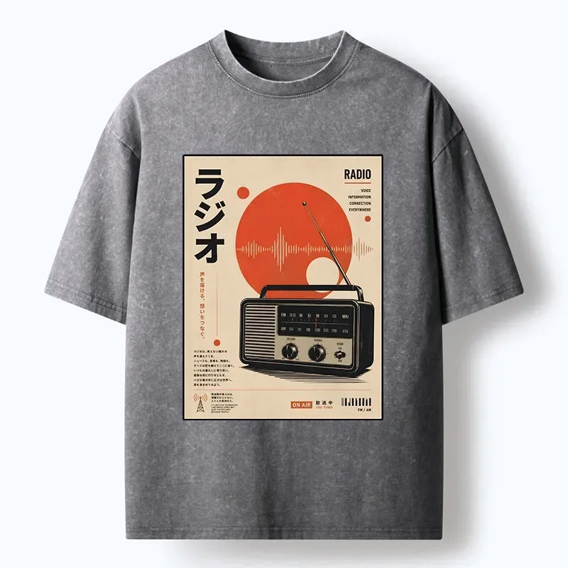 Kyoto-Lion Vintage Japanese Radio Poster Art Washed T-Shirt