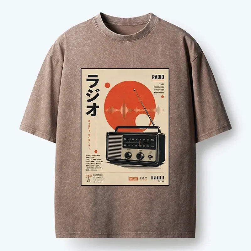 Kyoto-Lion Vintage Japanese Radio Poster Art Washed T-Shirt