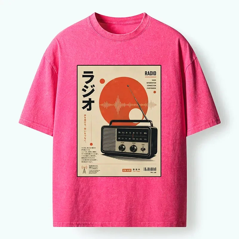 Kyoto-Lion Vintage Japanese Radio Poster Art Washed T-Shirt