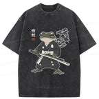 Kyoto-Lion Samurai Frog Washed T-Shirt