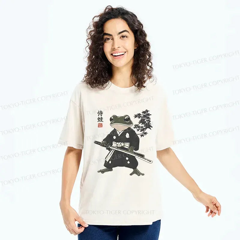 Kyoto-Lion Samurai Frog Washed T-Shirt