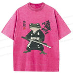 Japanese Samurai Frog Washed T-Shirt