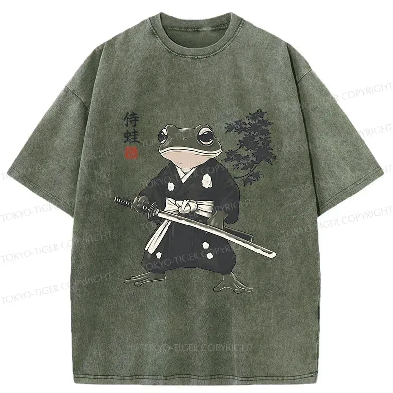 Kyoto-Lion Samurai Frog Washed T-Shirt
