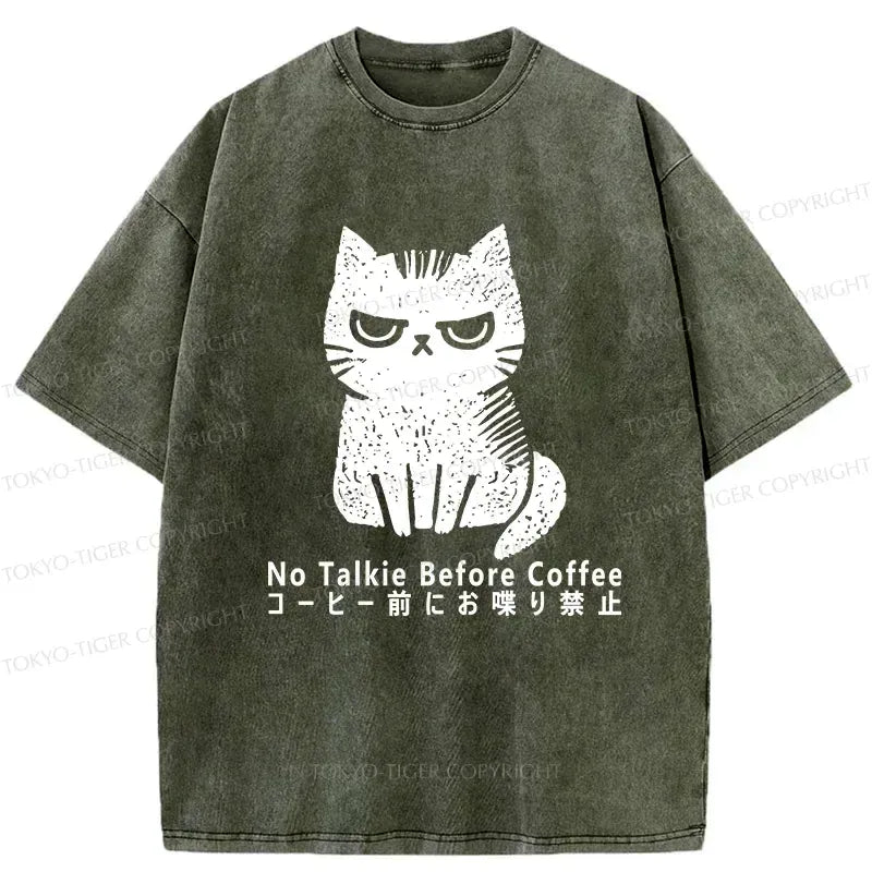 Kyoto-Lion No Talkie Before Coffee Washed T-Shirt